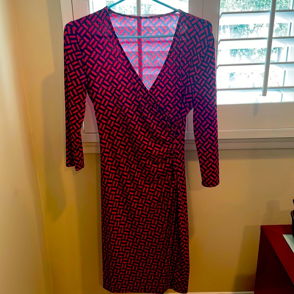 Geometric pattern jersey dress